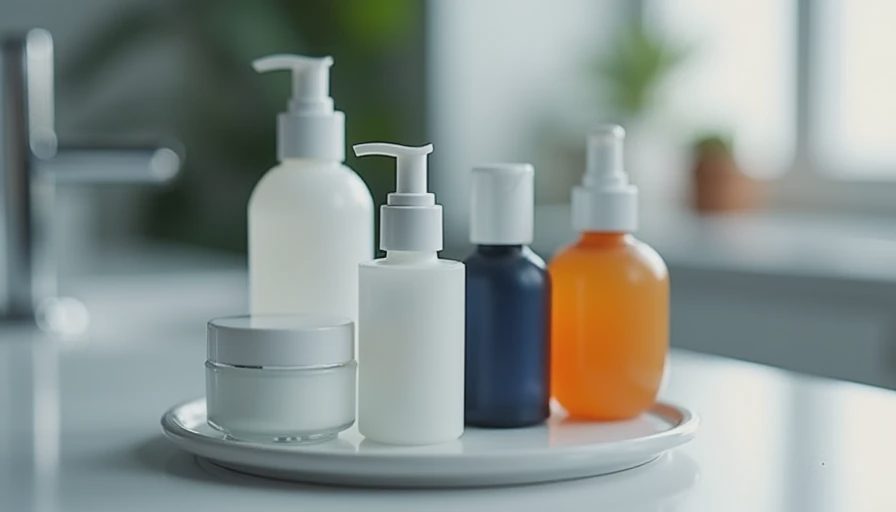 Core dry-skin routine products on a ceramic tray